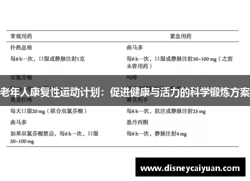 老年人康复性运动计划：促进健康与活力的科学锻炼方案